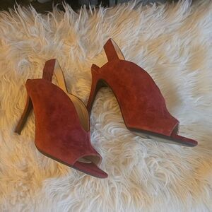 NINE WEST RED SUEDE SLINGBACKS